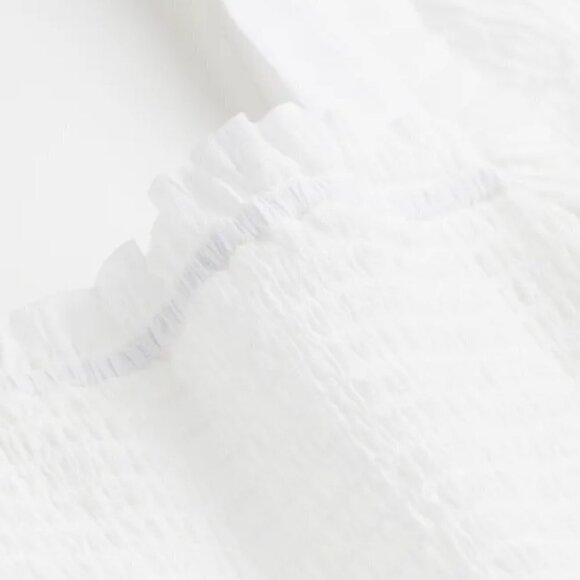 H&M SMOCKED CROP TOP IN XS WHITE - Picture 3 of 4